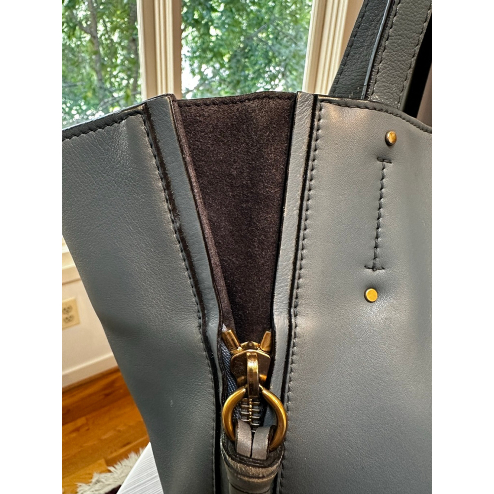 Chloé Leather Slate Blue Leather & Gray Suede Tote Bag - Picture 3 of 16